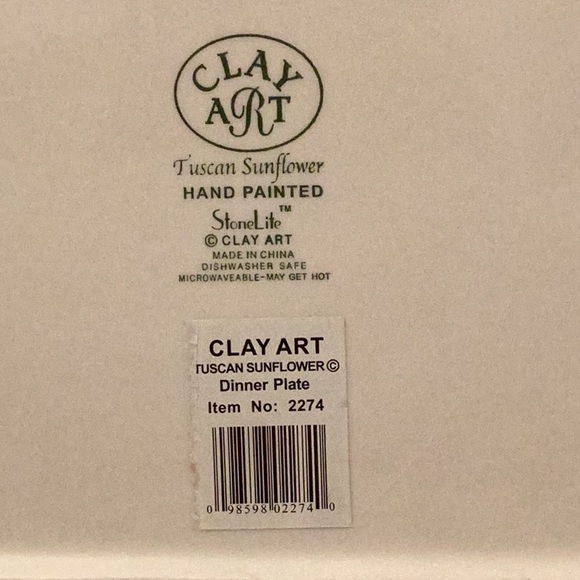 Clay Art Tuscan Sunflower Dinner Plate ~ Hand Painted ~ Nice ~ 10.5” x 10.5” - Picture 3 of 14